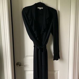 St. John Long black ruffled sweater coat.